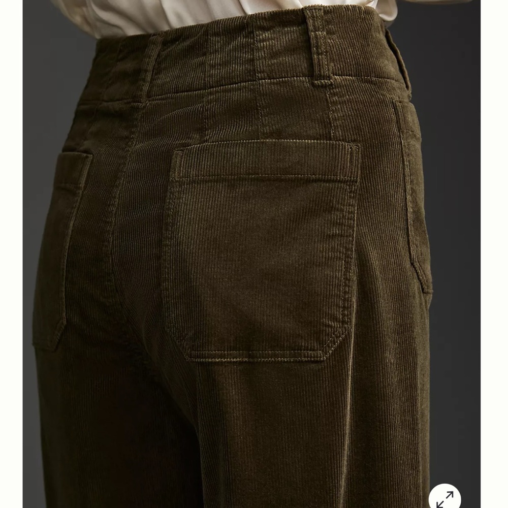 Maeve Anthropologie Colette Corduroy Wide Leg Crop Pants Olive Green 25P - Picture 3 of 9